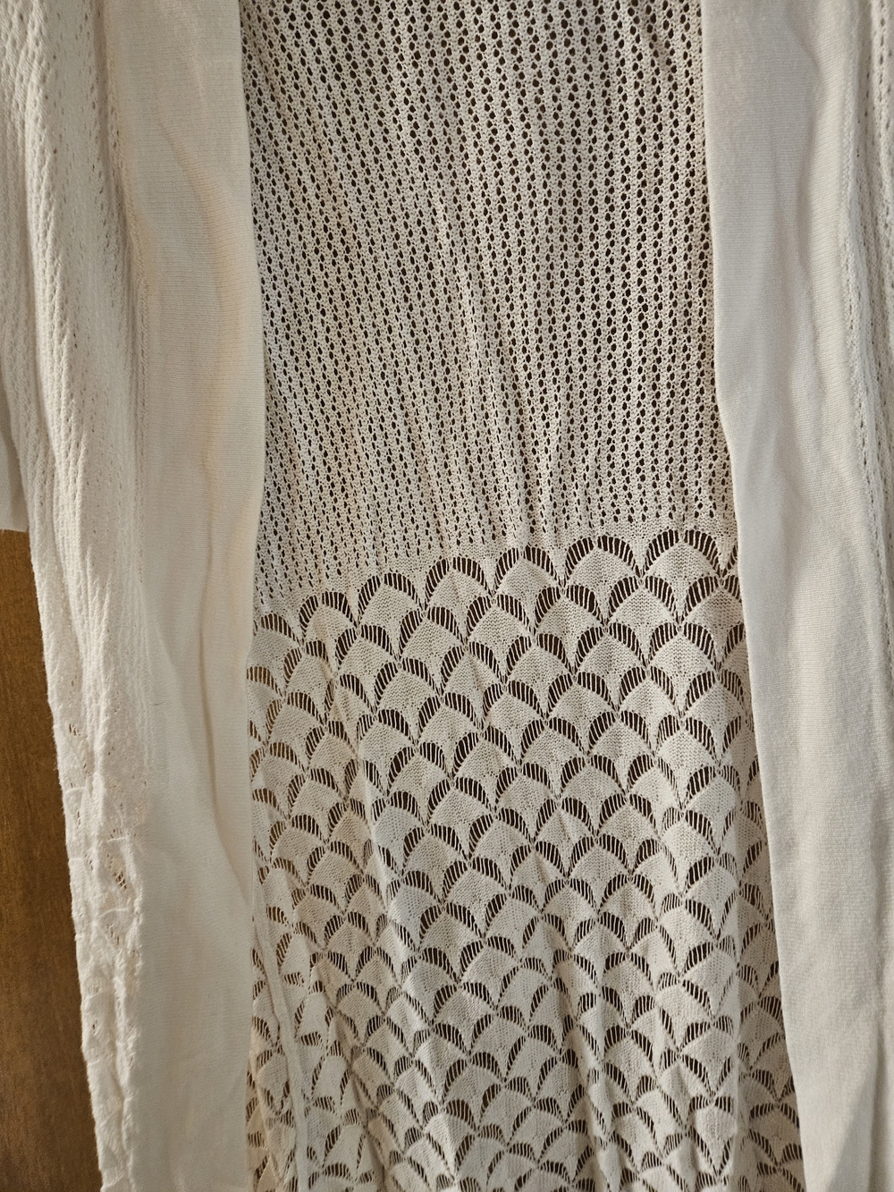 Belldini Cream Open-Weave Crochet Tunic Cardigan - Picture 2 of 6